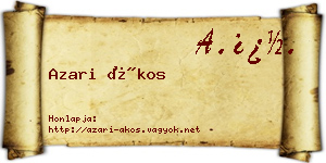 Azari Ákos névjegykártya